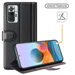 Genuine Leather Stand Wallet Case Shell for Xiaomi Redmi Note 10 Pro 4G (Global)