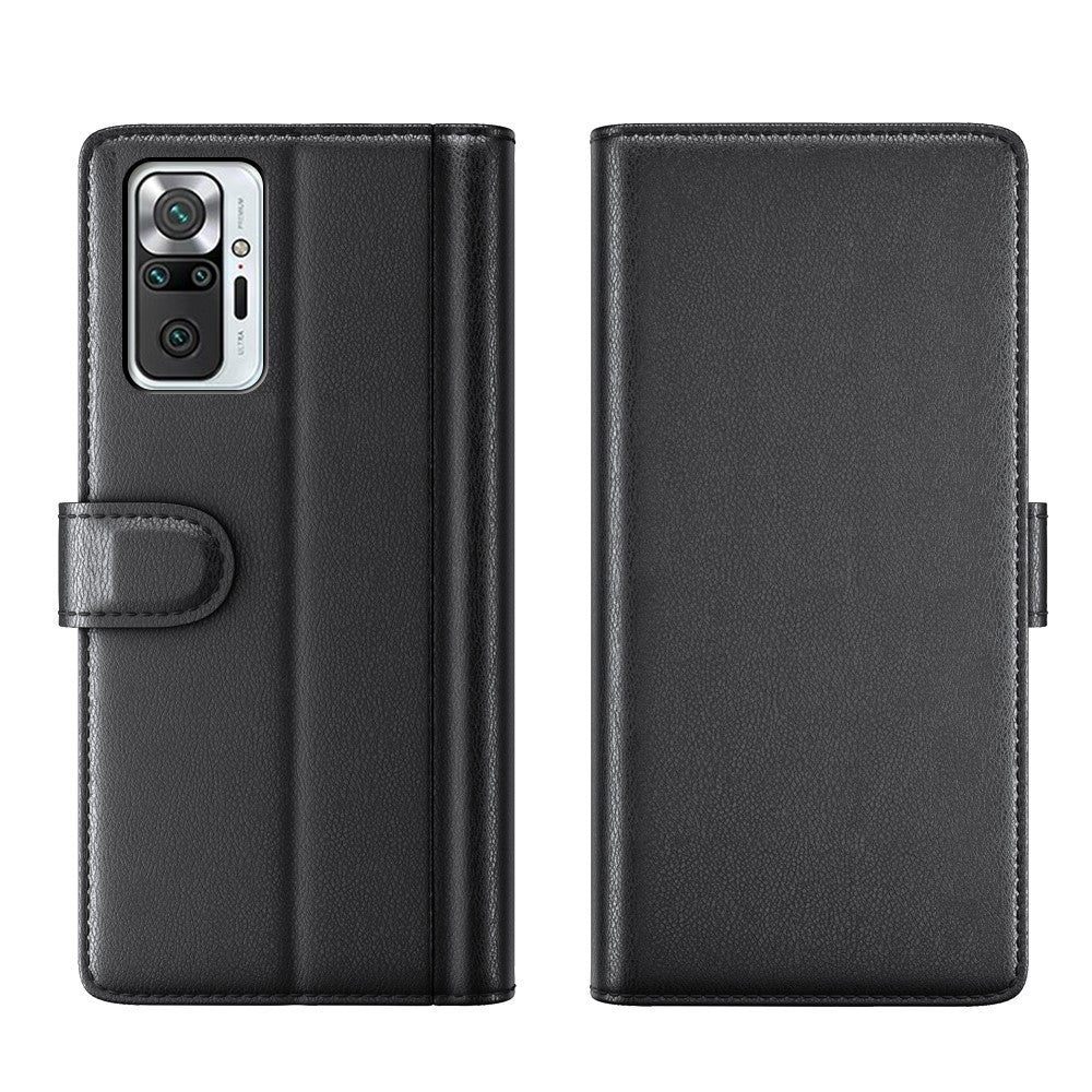 Genuine Leather Stand Wallet Case Shell for Xiaomi Redmi Note 10 Pro 4G (Global)