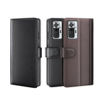 Genuine Leather Stand Wallet Case Shell for Xiaomi Redmi Note 10 Pro 4G (Global)