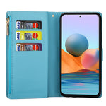Glittery Starry Style Laser Carving Zipper Wallet Stand Leather Case for Xiaomi Redmi Note 10 Pro