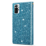 Glittery Starry Style Laser Carving Zipper Wallet Stand Leather Case for Xiaomi Redmi Note 10 Pro