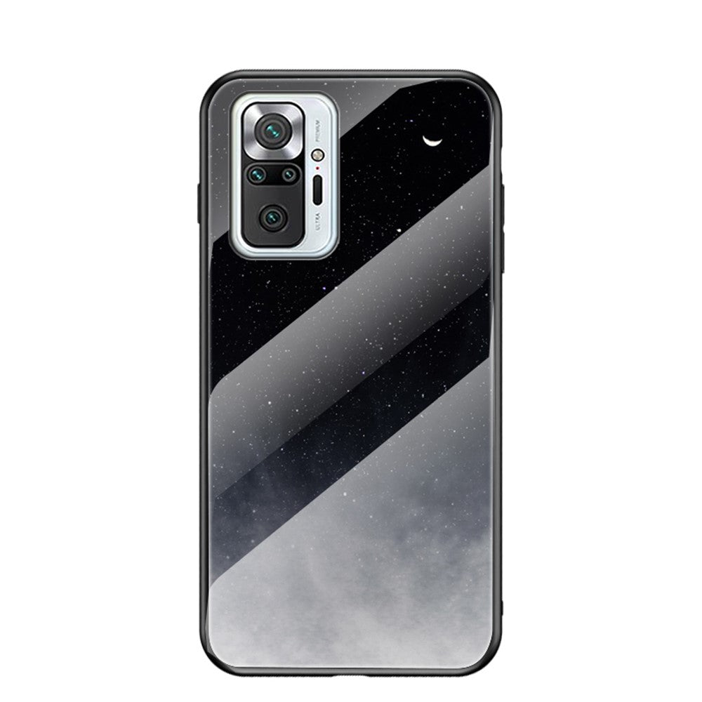 Anti-Scratch Starry Sky Pattern Tempered Glass Hybrid Cell Phone Back Case for Xiaomi Redmi Note 10 Pro
