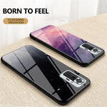 Anti-Scratch Starry Sky Pattern Tempered Glass Hybrid Cell Phone Back Case for Xiaomi Redmi Note 10 Pro