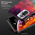 Anti-Scratch Starry Sky Pattern Tempered Glass Hybrid Cell Phone Back Case for Xiaomi Redmi Note 10 Pro