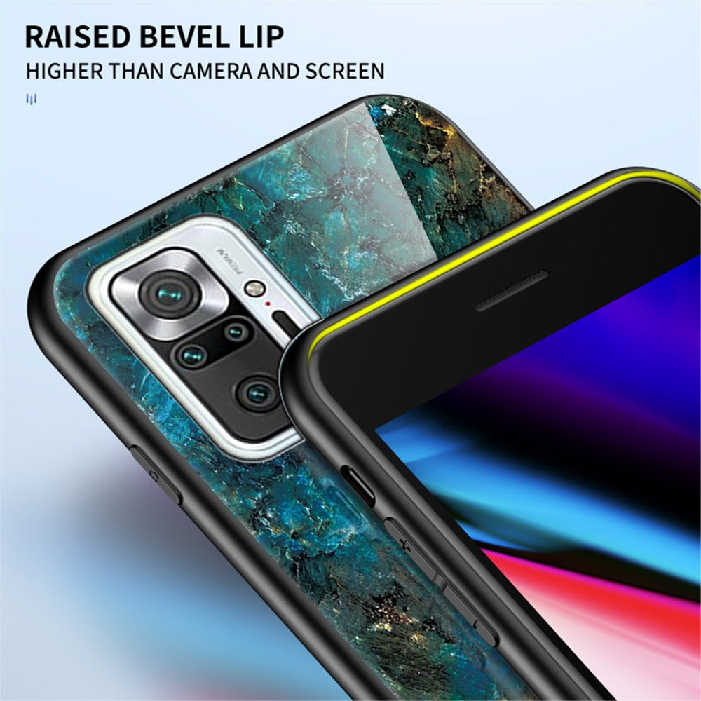 Well-Protected Tempered Glass Marbling Pattern Design Anti-Scratch Cell Phone Cover for Xiaomi Redmi Note 10 Pro