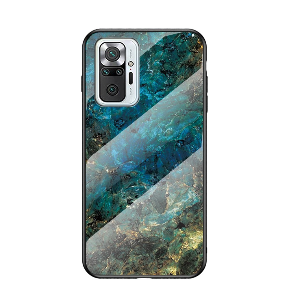Well-Protected Tempered Glass Marbling Pattern Design Anti-Scratch Cell Phone Cover for Xiaomi Redmi Note 10 Pro