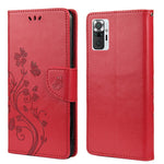 Imprinted Butterflies Flower Leather Wallet Stand Case for Xiaomi Redmi Note 10 Pro