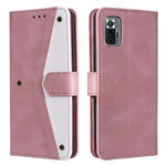 Rivet Decor Skin-Feeling Splicing Leather Wallet Phone Protective Cover for Xiaomi Redmi Note 10 Pro Max