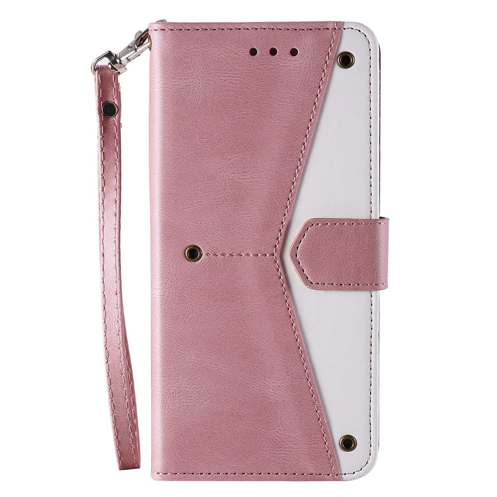 Rivet Decor Skin-Feeling Splicing Leather Wallet Phone Protective Cover for Xiaomi Redmi Note 10 Pro Max