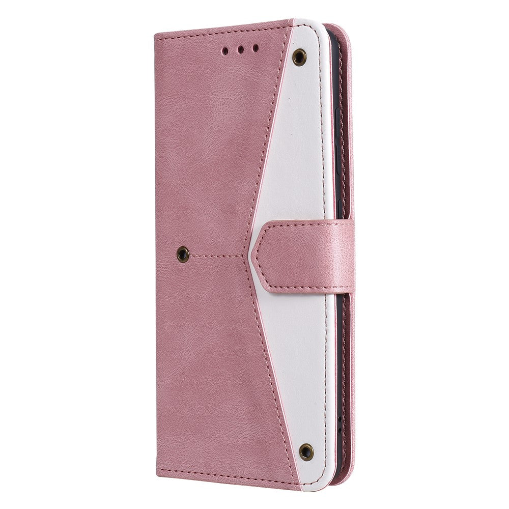 Rivet Decor Skin-Feeling Splicing Leather Wallet Phone Protective Cover for Xiaomi Redmi Note 10 Pro Max