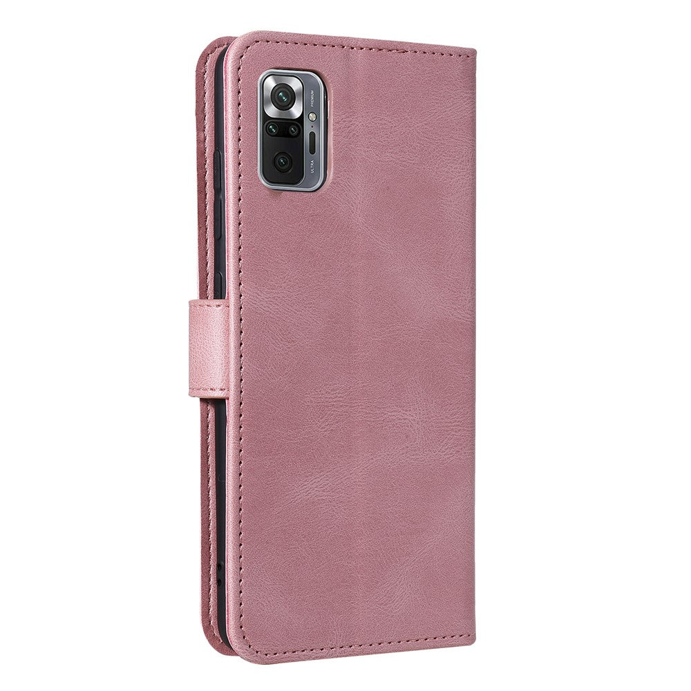 Rivet Decor Skin-Feeling Splicing Leather Wallet Phone Protective Cover for Xiaomi Redmi Note 10 Pro Max