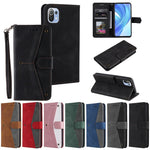 Rivet Decor Skin-Feeling Splicing Leather Wallet Phone Protective Cover for Xiaomi Mi 11 Lite 4G / 5G / 11 Lite 5G NE
