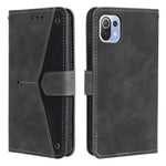 Rivet Decor Skin-Feeling Splicing Leather Wallet Phone Protective Cover for Xiaomi Mi 11 Lite 4G / 5G / 11 Lite 5G NE