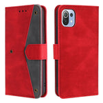 Rivet Decor Skin-Feeling Splicing Leather Wallet Phone Protective Cover for Xiaomi Mi 11 Lite 4G / 5G / 11 Lite 5G NE