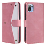 Rivet Decor Skin-Feeling Splicing Leather Wallet Phone Protective Cover for Xiaomi Mi 11 Lite 4G / 5G / 11 Lite 5G NE