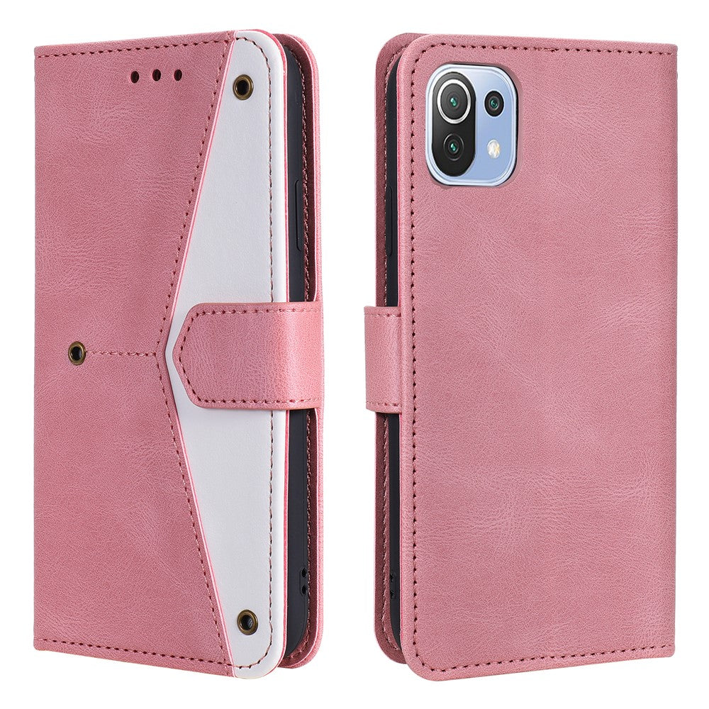 Rivet Decor Skin-Feeling Splicing Leather Wallet Phone Protective Cover for Xiaomi Mi 11 Lite 4G / 5G / 11 Lite 5G NE