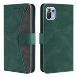 Rivet Decor Skin-Feeling Splicing Leather Wallet Phone Protective Cover for Xiaomi Mi 11 Lite 4G / 5G / 11 Lite 5G NE