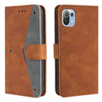 Rivet Decor Skin-Feeling Splicing Leather Wallet Phone Protective Cover for Xiaomi Mi 11 Lite 4G / 5G / 11 Lite 5G NE