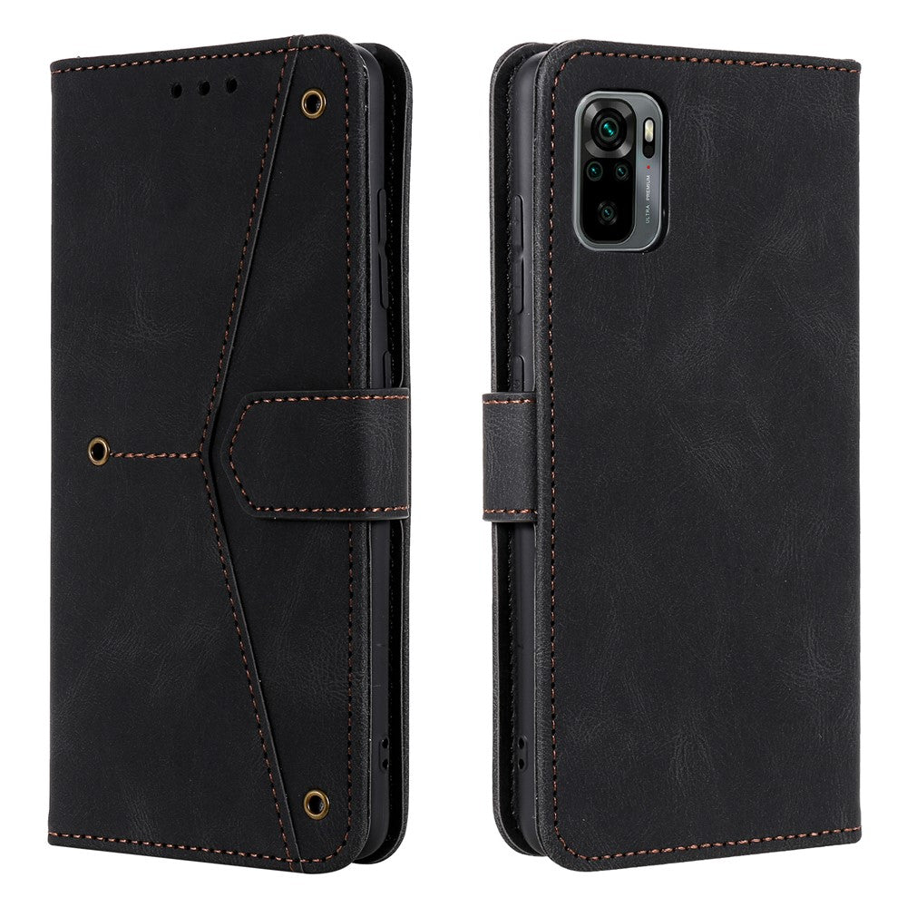 Nitdekor Hudkänsla Skarvning Läderplånbok mobilskyddsfodral för Xiaomi Redmi Note 10 5G/Poco M3 Pro 5G/4G