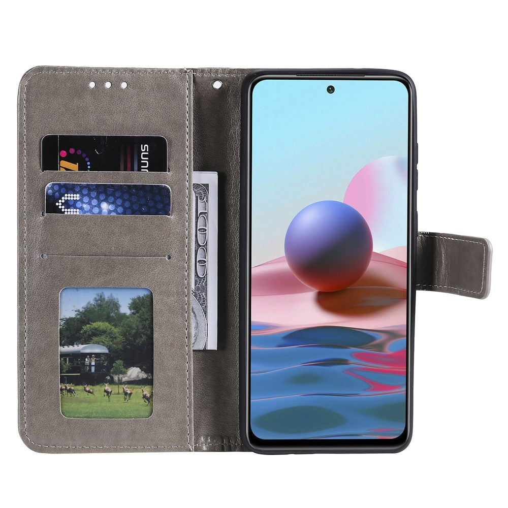Imprinted Mandala Flower Wallet Leather Case with Strap for Xiaomi Redmi Note 10 5G/Poco M3 Pro 5G/4G