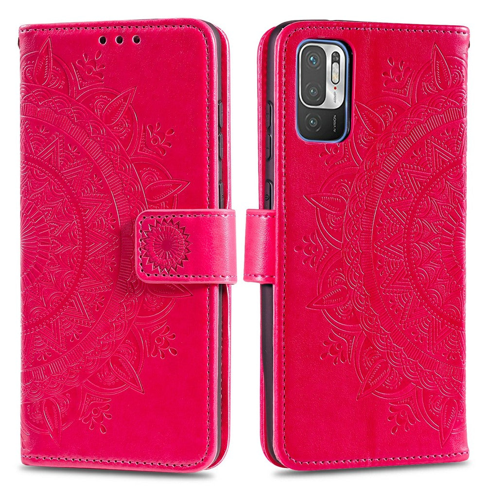 Imprinted Mandala Flower Wallet Leather Case with Strap for Xiaomi Redmi Note 10 5G/Poco M3 Pro 5G/4G