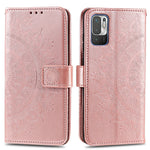 Imprinted Mandala Flower Wallet Leather Case with Strap for Xiaomi Redmi Note 10 5G/Poco M3 Pro 5G/4G