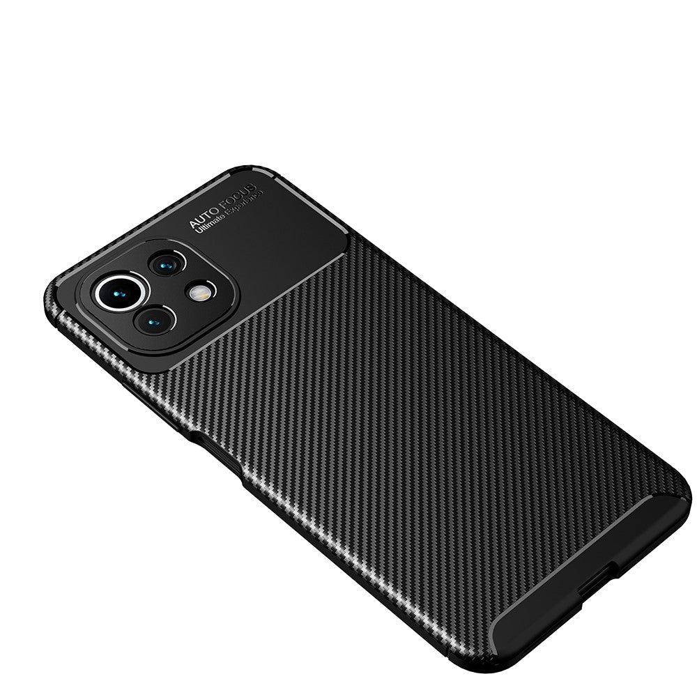 Precise Cut-Out Carbon Fiber Texture Protector TPU Drop-proof Phone Cover for Xiaomi Mi 11 Lite 4G / 5G / 11 Lite 5G NE