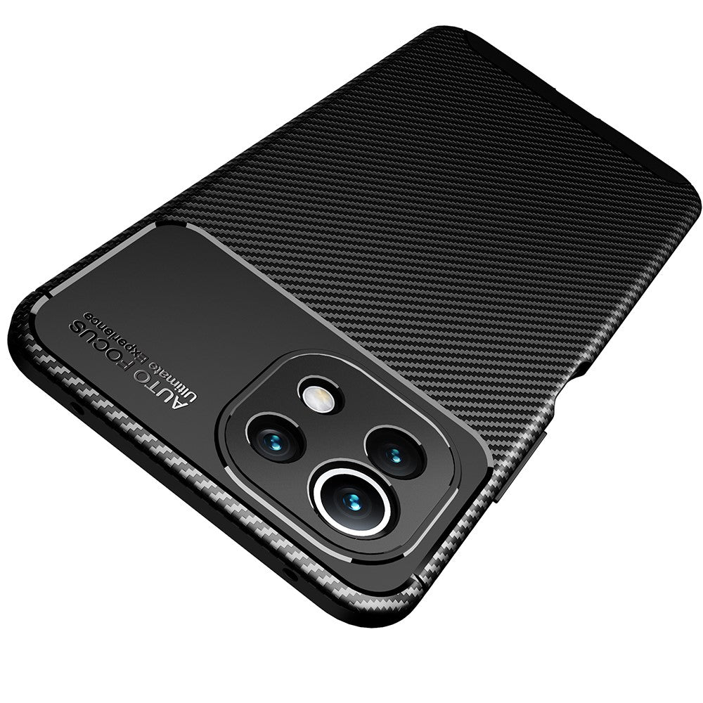 Precise Cut-Out Carbon Fiber Texture Protector TPU Drop-proof Phone Cover for Xiaomi Mi 11 Lite 4G / 5G / 11 Lite 5G NE