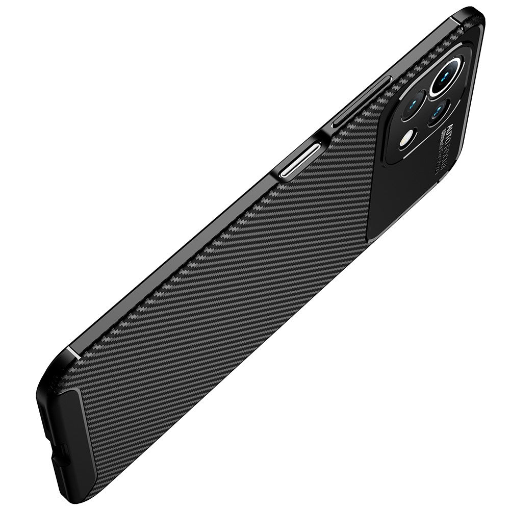 Precise Cut-Out Carbon Fiber Texture Protector TPU Drop-proof Phone Cover for Xiaomi Mi 11 Lite 4G / 5G / 11 Lite 5G NE