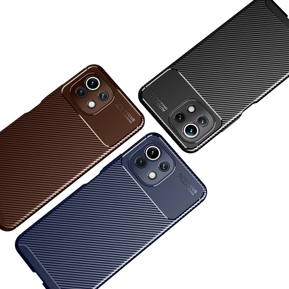 Precise Cut-Out Carbon Fiber Texture Protector TPU Drop-proof Phone Cover for Xiaomi Mi 11 Lite 4G / 5G / 11 Lite 5G NE