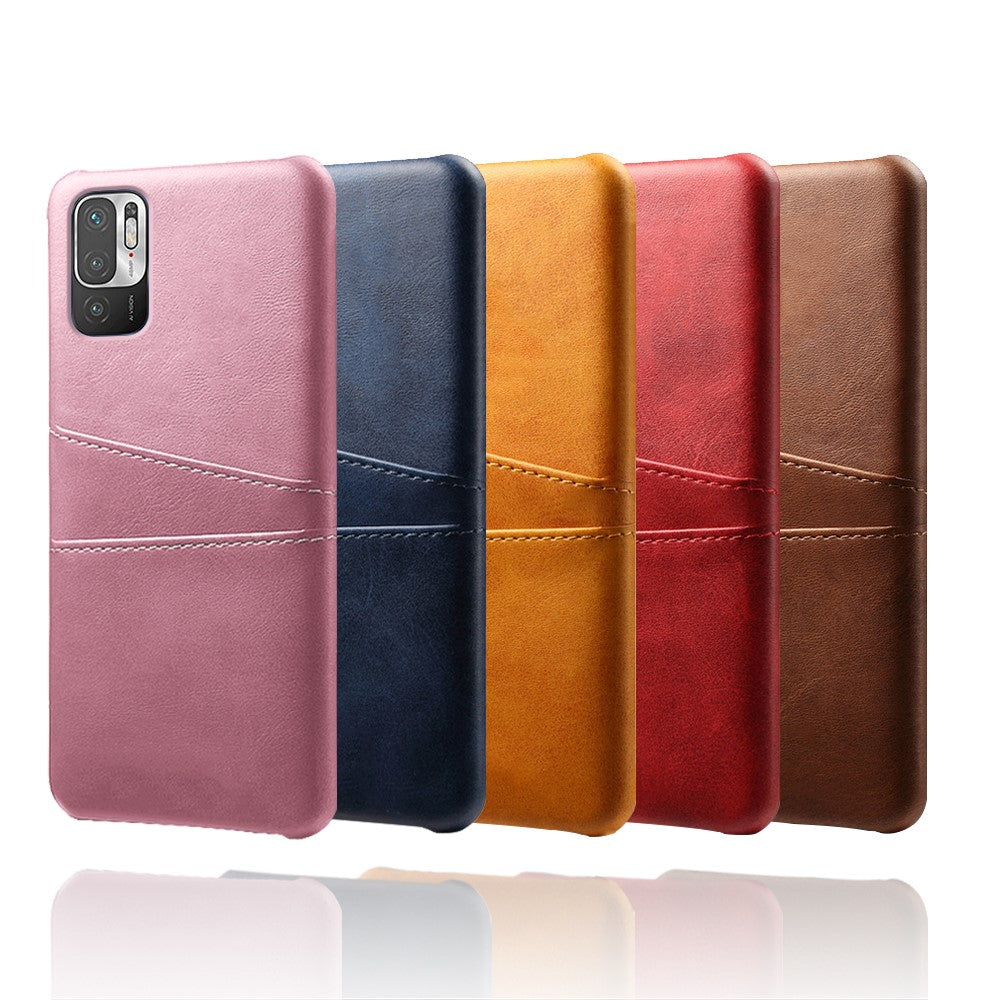 Double Card Slots PU Leather Coated PC Shell for Xiaomi Redmi Note 10 5G / Poco M3 Pro 5G / 4G