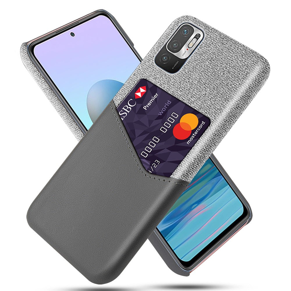Card Holder Cloth + PU Leather Coated PC Back Cover for Xiaomi Redmi Note 10 5G / Poco M3 Pro 5G / 4G