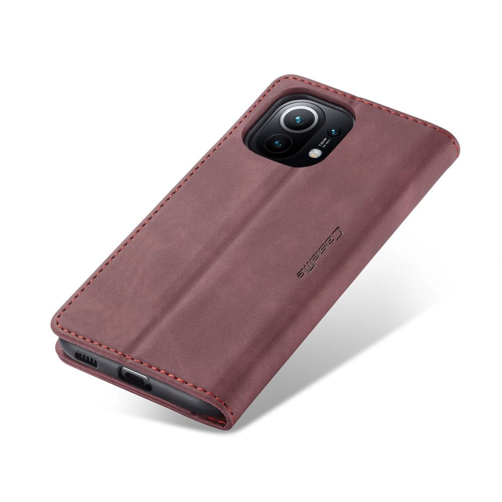 CASEME 013 Series Auto-absorbed Leather Wallet Stand Case Shell for Xiaomi Mi 11