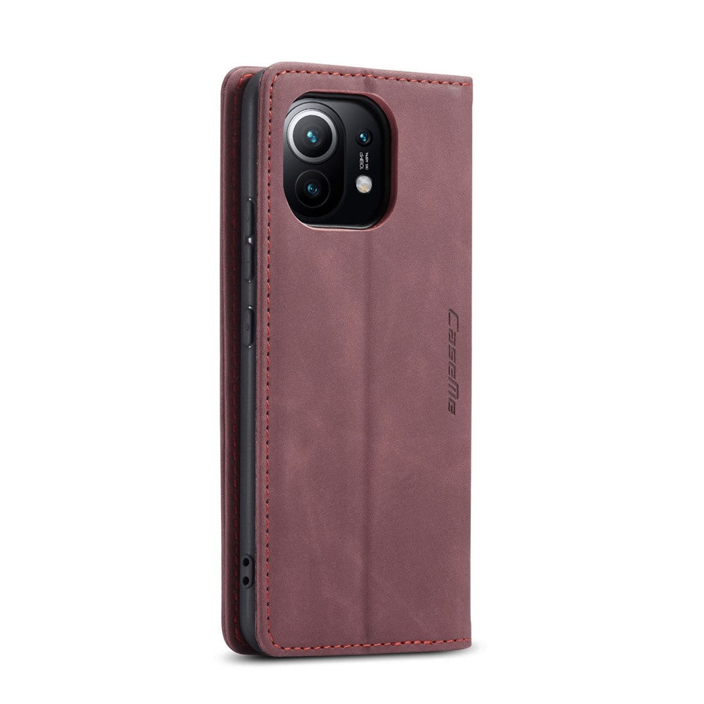CASEME 013 Series Auto-absorbed Leather Wallet Stand Case Shell for Xiaomi Mi 11
