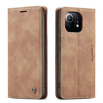 CASEME 013 Series Auto-absorbed Leather Wallet Stand Case Shell for Xiaomi Mi 11
