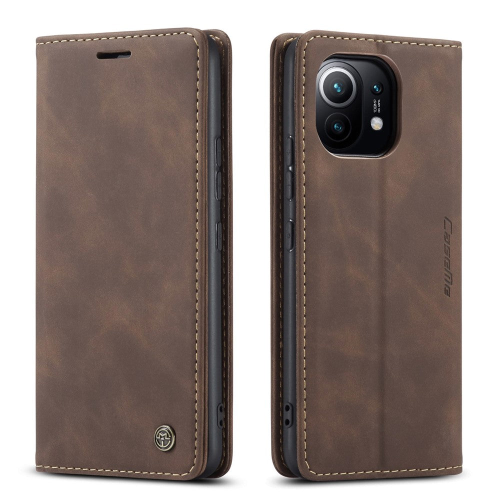 CASEME 013 Series Auto-absorbed Leather Wallet Stand Case Shell for Xiaomi Mi 11