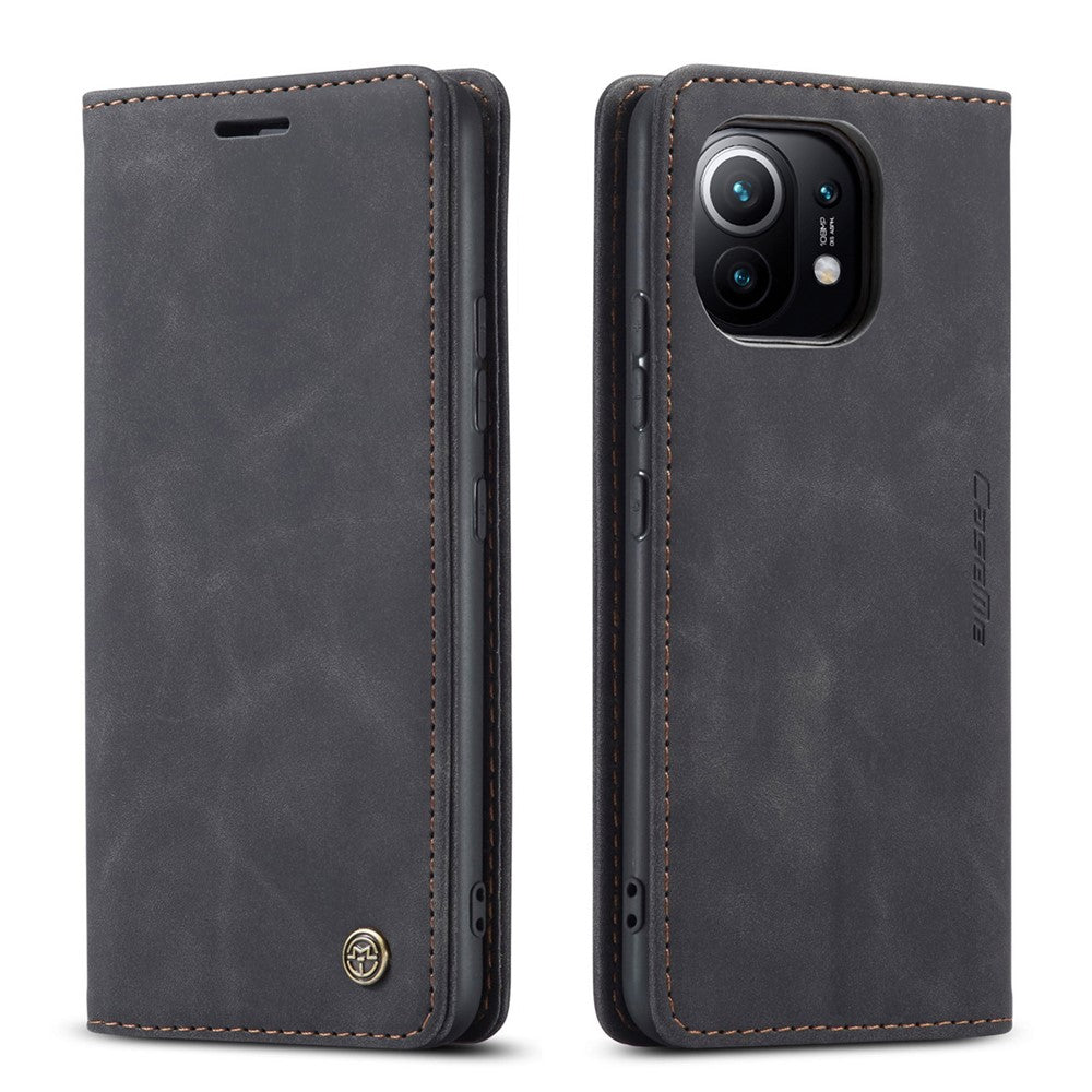 CASEME 013 Series Auto-absorbed Leather Wallet Stand Case Shell for Xiaomi Mi 11