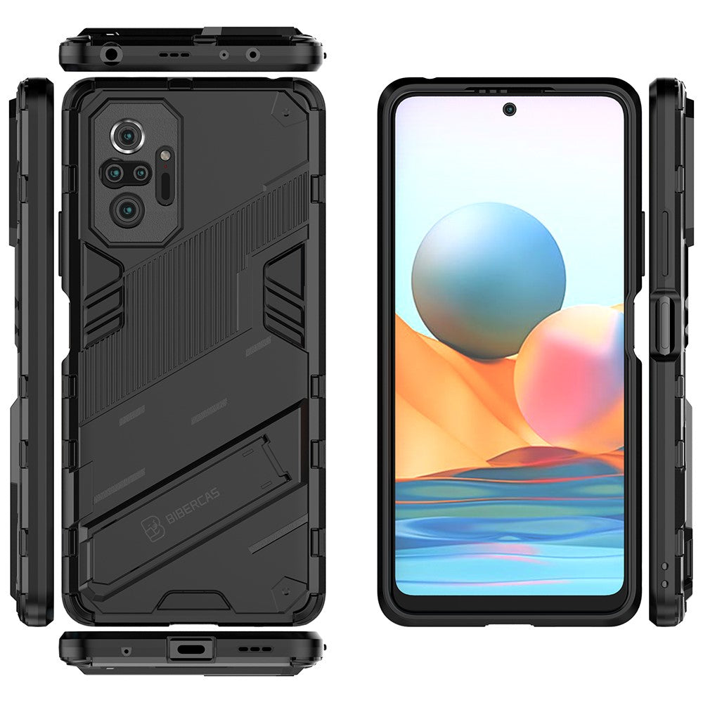Kickstand Design Shockproof PC + TPU Hybrid Phone Case Cover for Xiaomi Redmi Note 10 Pro Max / Redmi Note 10 Pro