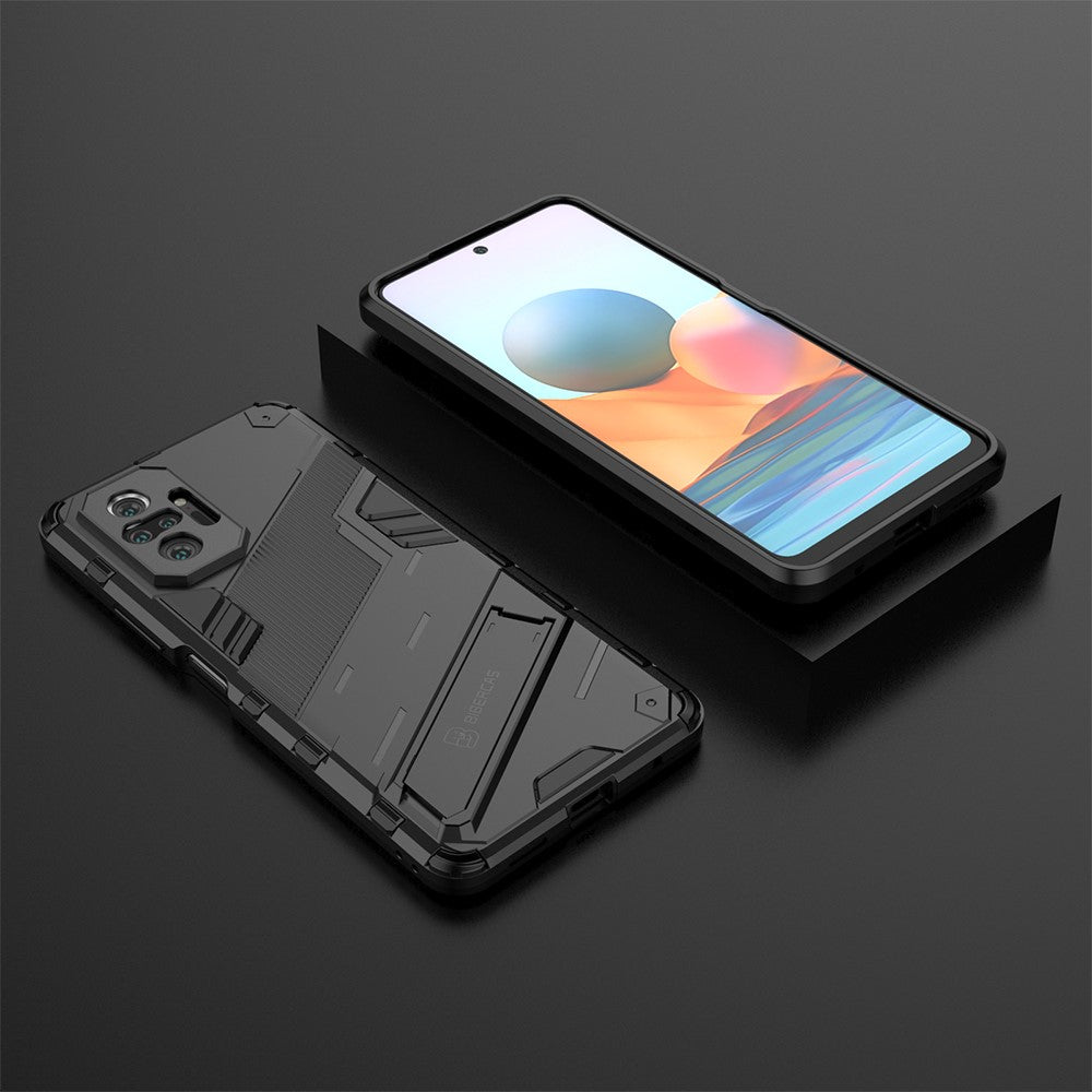 Kickstand Design Shockproof PC + TPU Hybrid Phone Case Cover for Xiaomi Redmi Note 10 Pro Max / Redmi Note 10 Pro