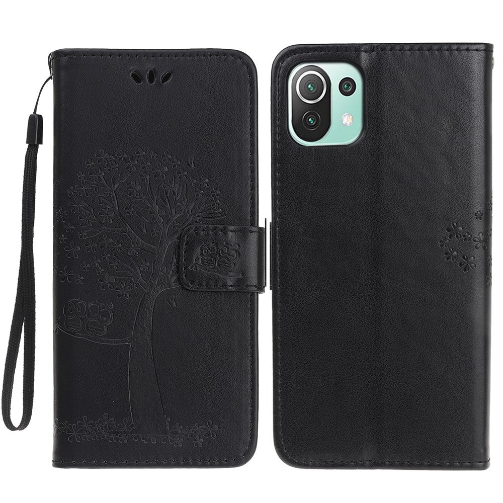 Läderfodral med avtryck och ugglamönster för Xiaomi Mi 11 Lite 4G / 5G / 11 Lite 5G NE