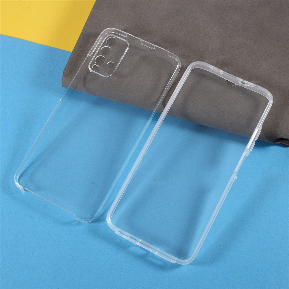 2 in 1 PET Front Cover + TPU Edge + Acrylic Back Panel Clear Full Protective Hybrid Shell for Xiaomi Redmi 9T/9 Power/Note 9 4G (Qualcomm Snapdragon 662)