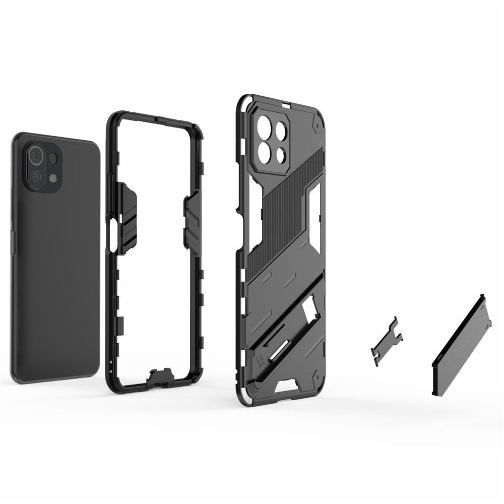 Foldable Kickstand Shockproof PC + TPU Hybrid Phone Case Cover for Xiaomi Mi 11 Lite 4G / 5G / 11 Lite 5G NE