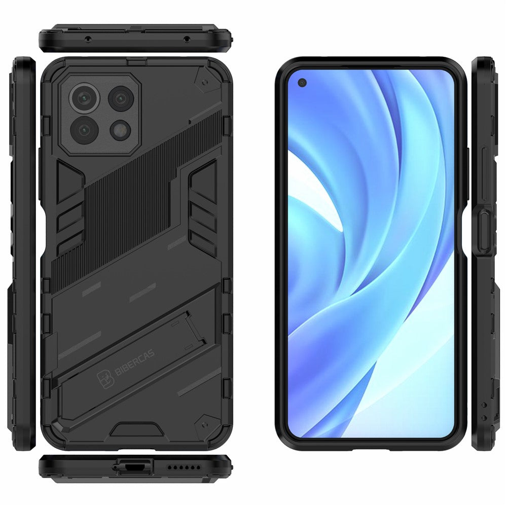 Foldable Kickstand Shockproof PC + TPU Hybrid Phone Case Cover for Xiaomi Mi 11 Lite 4G / 5G / 11 Lite 5G NE