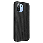 Xiaomi Mi 11 Lite 4G/5G / 11 Lite 5G NE Kolfibertextur Magnetiskt Självabsorberande Läder Stativ mobilskal med Kortplats