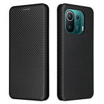 Carbon Fiber Texture Auto-absorbed Leather Stand Phone Shell Cover with Card Slot for Xiaomi Mi 11 Pro