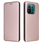 Carbon Fiber Texture Auto-absorbed Leather Stand Phone Shell Cover with Card Slot for Xiaomi Mi 11 Pro