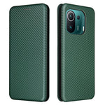 Carbon Fiber Texture Auto-absorbed Leather Stand Phone Shell Cover with Card Slot for Xiaomi Mi 11 Pro