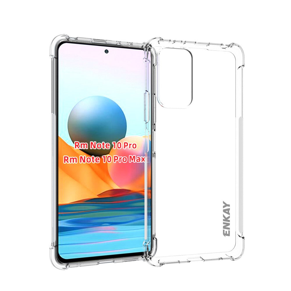ENKAY HAT PRINCE ENK-PC116 Halkfritt Flexibelt Transparent TPU-Skal Tjockare 4 Hörn Airbag-Skal för Xiaomi Redmi Note 10 Pro 4G (Indien)/(Global)/Note 10 Pro Max