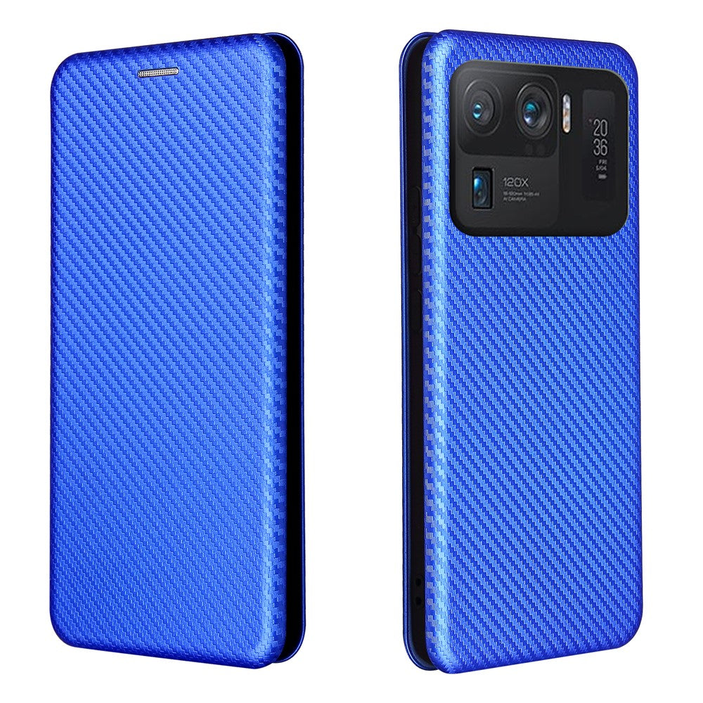 Auto-absorbed Carbon Fiber Texture Stand Cover for Xiaomi Mi 11 Ultra