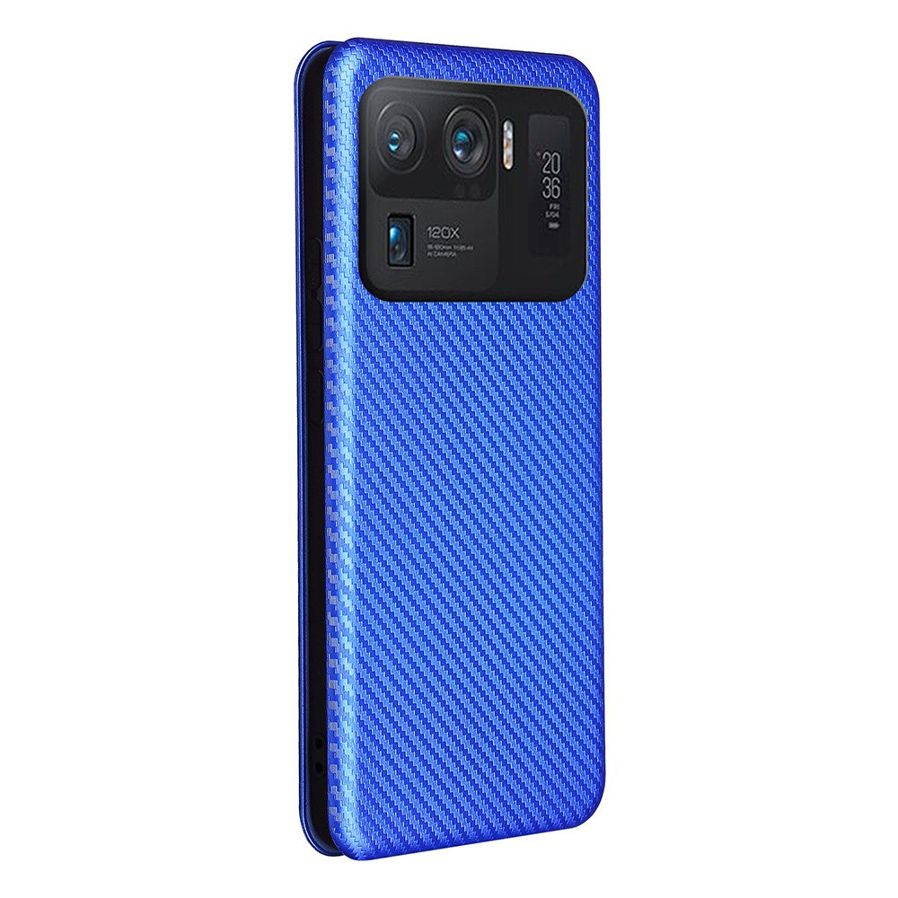 Auto-absorbed Carbon Fiber Texture Stand Cover for Xiaomi Mi 11 Ultra